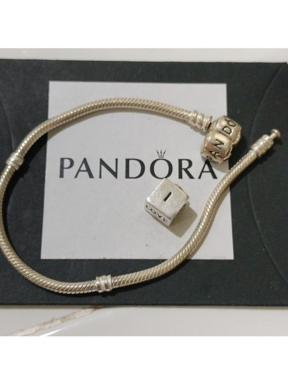 Pandora Sterling Silver 7.0" Starter Bracelet & I Love You Charm 790200 …